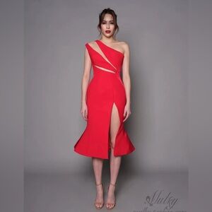 Poem Bangkok Chic One-Shoulder Red Dress